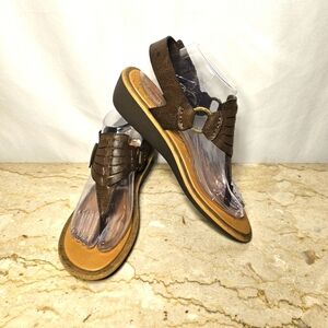 Cliffs by White Mountain Womens Brown Leather Thong Slingback Sandles Size 9M